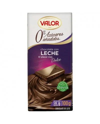 CHOCOLATE CON LECHE 0% AZUCARES AÑADIDOS VALOR 100G