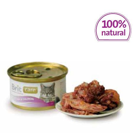 Brit Care Cat lata atún y salmón 80gr. para gatos