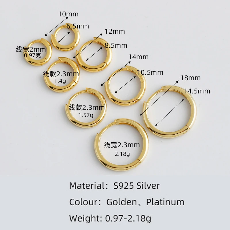 WANTME-pendientes de plata de ley 925 auténtica para mujer, aretes minimalistas bohemios con hebilla redonda para la oreja, estilo Punk, Rock, Unisex, accesorios de joyería - Imagen 3