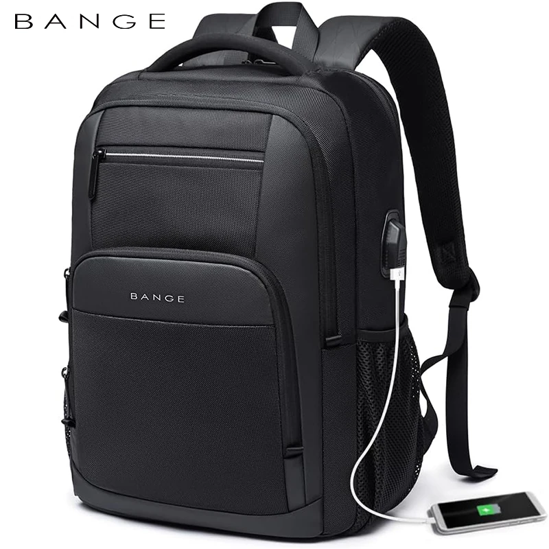 Mochila impermeable de viaje BANGE con puerto de carga USB compatible con mochilas para portátiles de 15,6 pulgadas para hombres y mujeres, mochilas escolares para adolescentes - Imagen 2