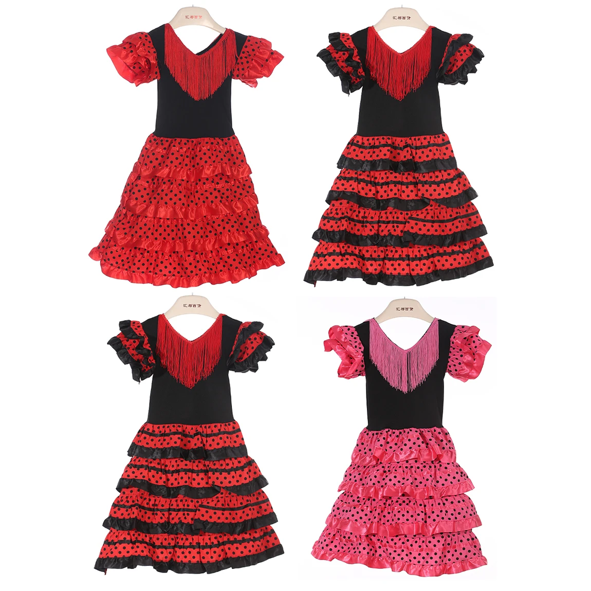 Vestido para niñas, hermoso disfraz de bailarina de Flamenco español, traje de baile para actuaciones de Sevilla de abril para niños