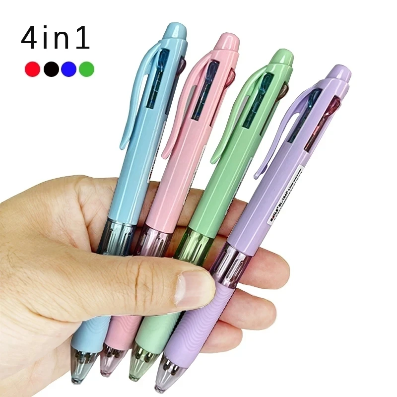 Bolígrafos multicolores 4 en 1, bolígrafo multifunción retráctil colorido creativo para estudiantes, escritura, escuela, oficina, suministros Kawaii - Imagen 2