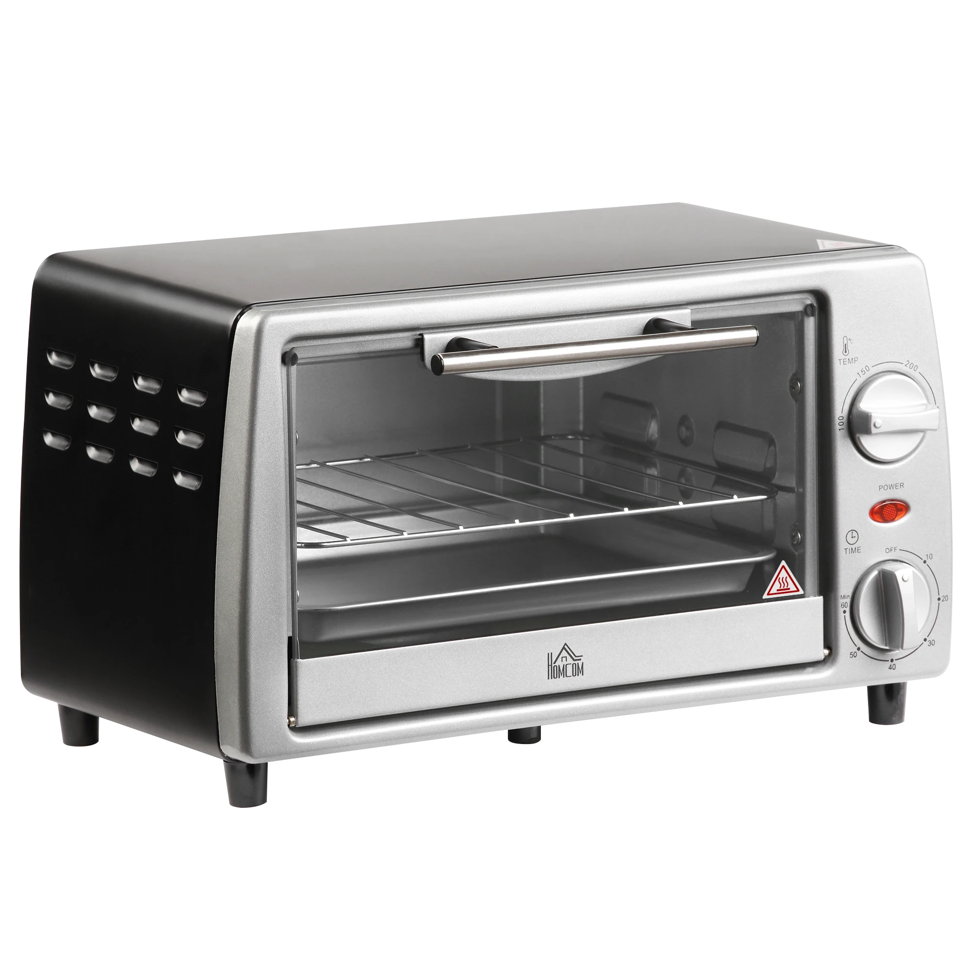 HOMCOM Horno Eléctrico Sobremesa 10 L 750W Temperatura 230 ℃ 36,5x26x22 cm Plata - Imagen 3