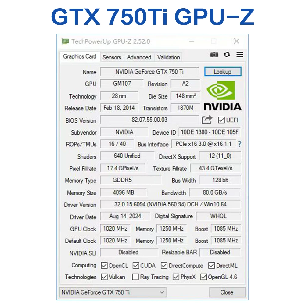 Tarjeta gráfica MLLSE GTX 750Ti 4GB GDDR5 128Bit HDMI DVI VGA PCI-E 3,0 Geforce GPU Gtx 750ti Placa De vídeo para juegos Placa De vídeo - Imagen 6