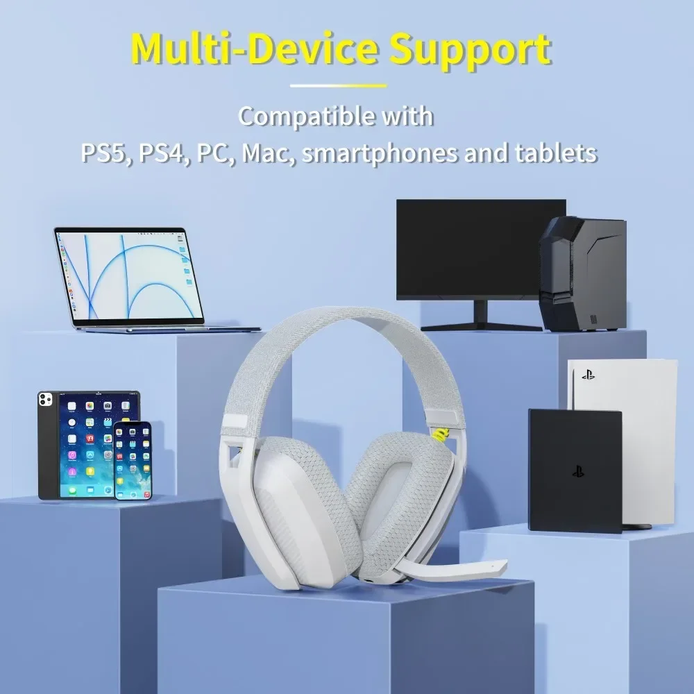 BINNUNE BW06 2,4 GHz auriculares Bluetooth para juegos con micrófono para PS5 PS4 PC Mac Playstation auriculares inalámbricos para juegos con micrófono - Imagen 6