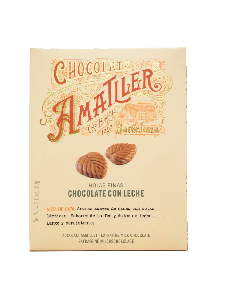 Amatller hojas de chocolate con leche en láminas finas